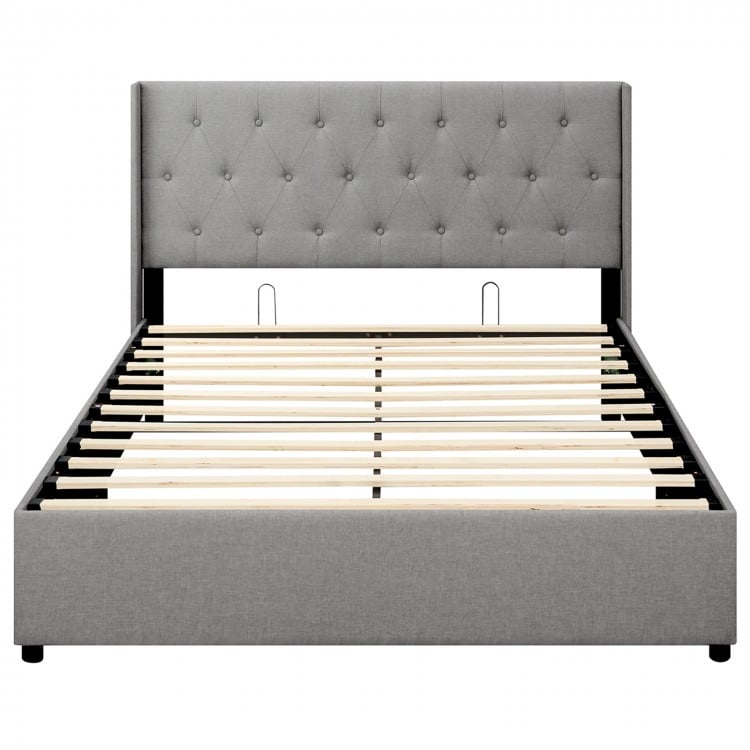 Queen Size Lift-up Storage Bed Modern Linen Upholstered Platform Bed-Gray