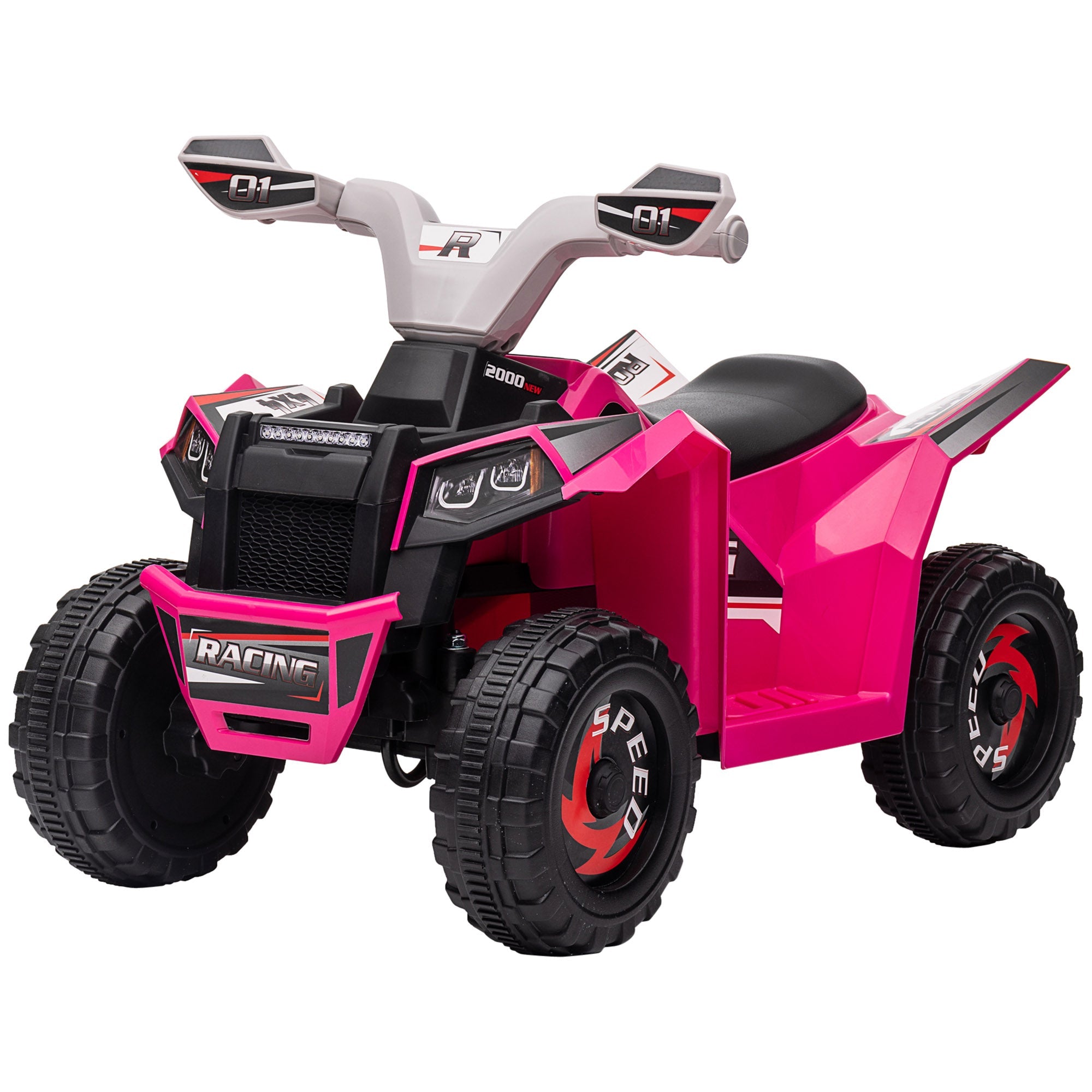 Aosom Ride-On Car: 6V, Quad, Electric, Wear-Resistant Wheels, For Boys/Girls, Pink, Toddler Vehicle