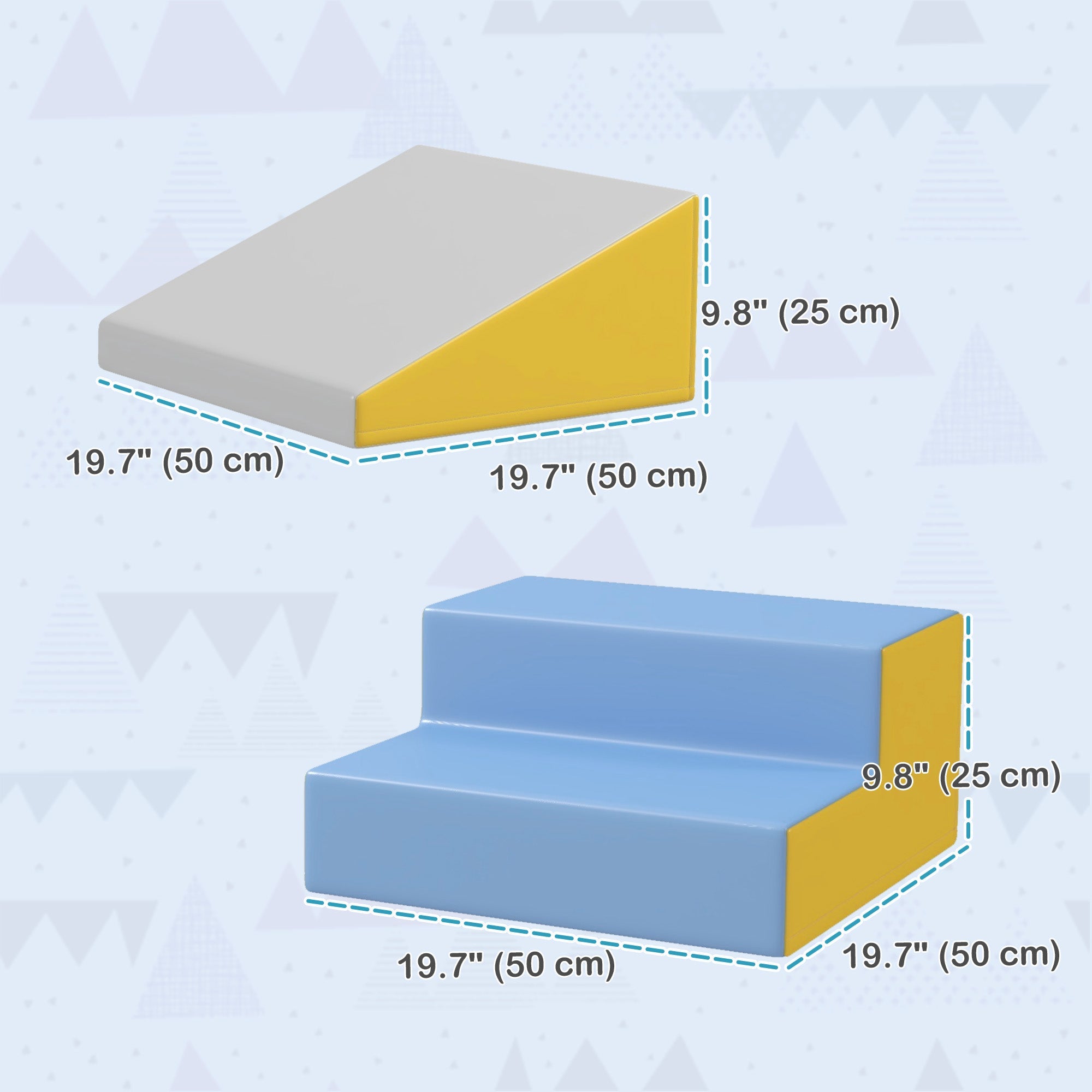 Soozier 2-Piece Climb and Crawl Activity Soft Play Set, for Toddler Preschooler Babies Indoor, Blue
