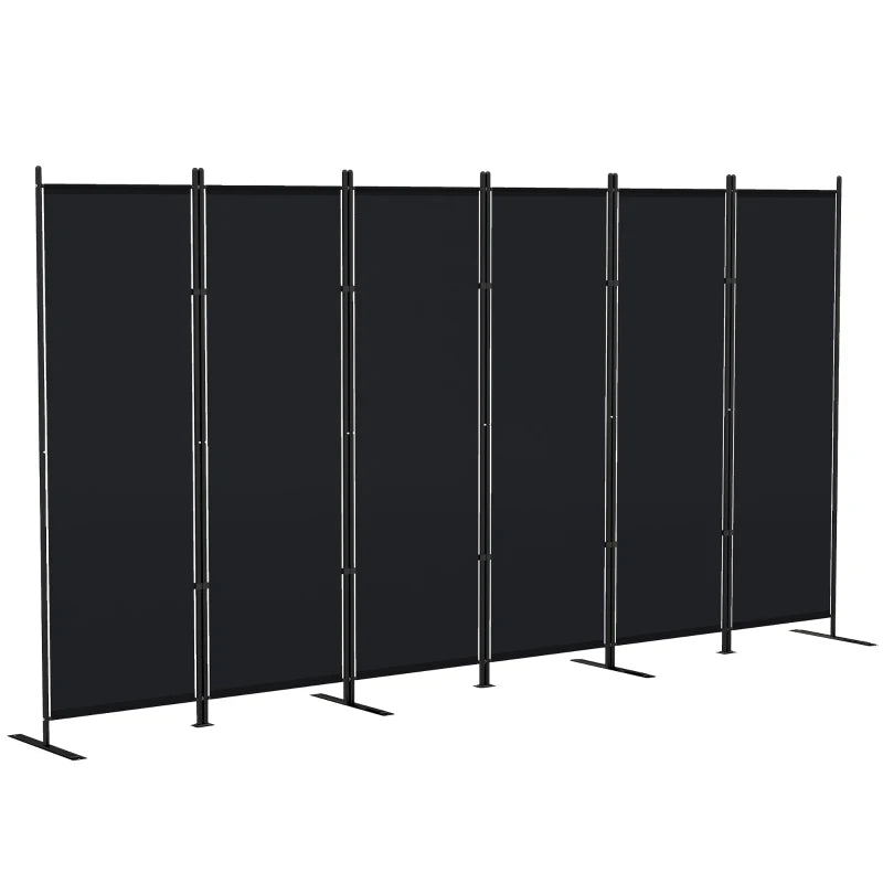 6 Panel Room Divider, 6 Ft Folding Privacy Screen, Portable Freestanding Partition Wall Divider, Black