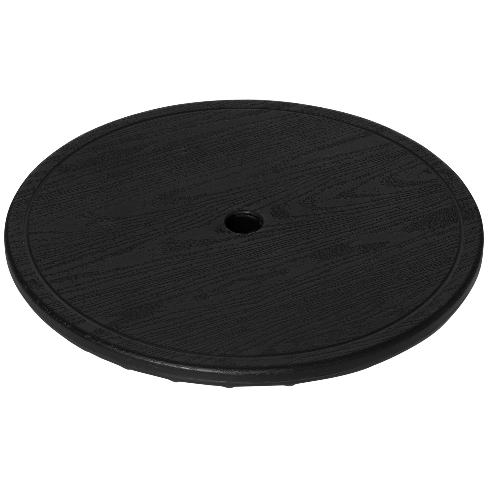 Outsunny Patio Table: 19.7" Round Tray with Umbrella Hole Water-Safe for Beach Pool Black