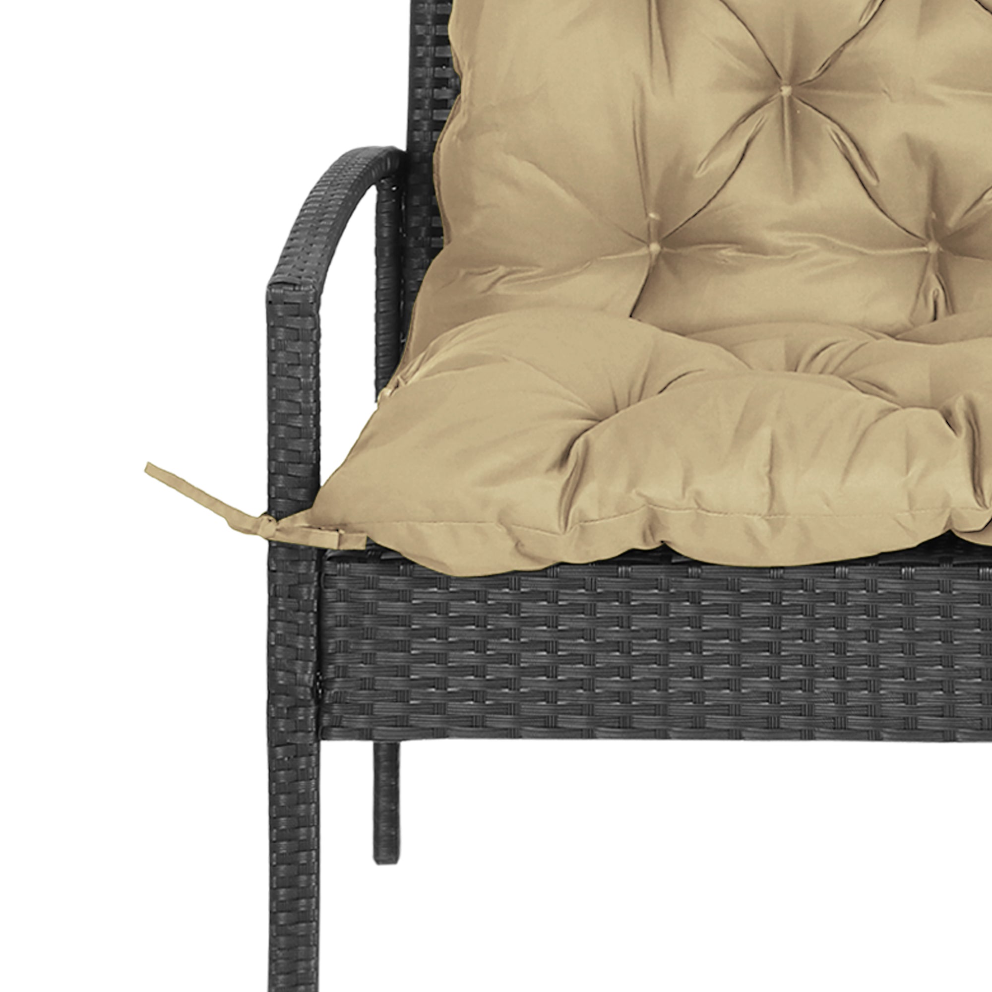 Outsunny 2-Seater Swing Chair Cushion Replacement with Backrest for Garden Bench Indoor Outdoor Use 39.4x38.6 Khaki