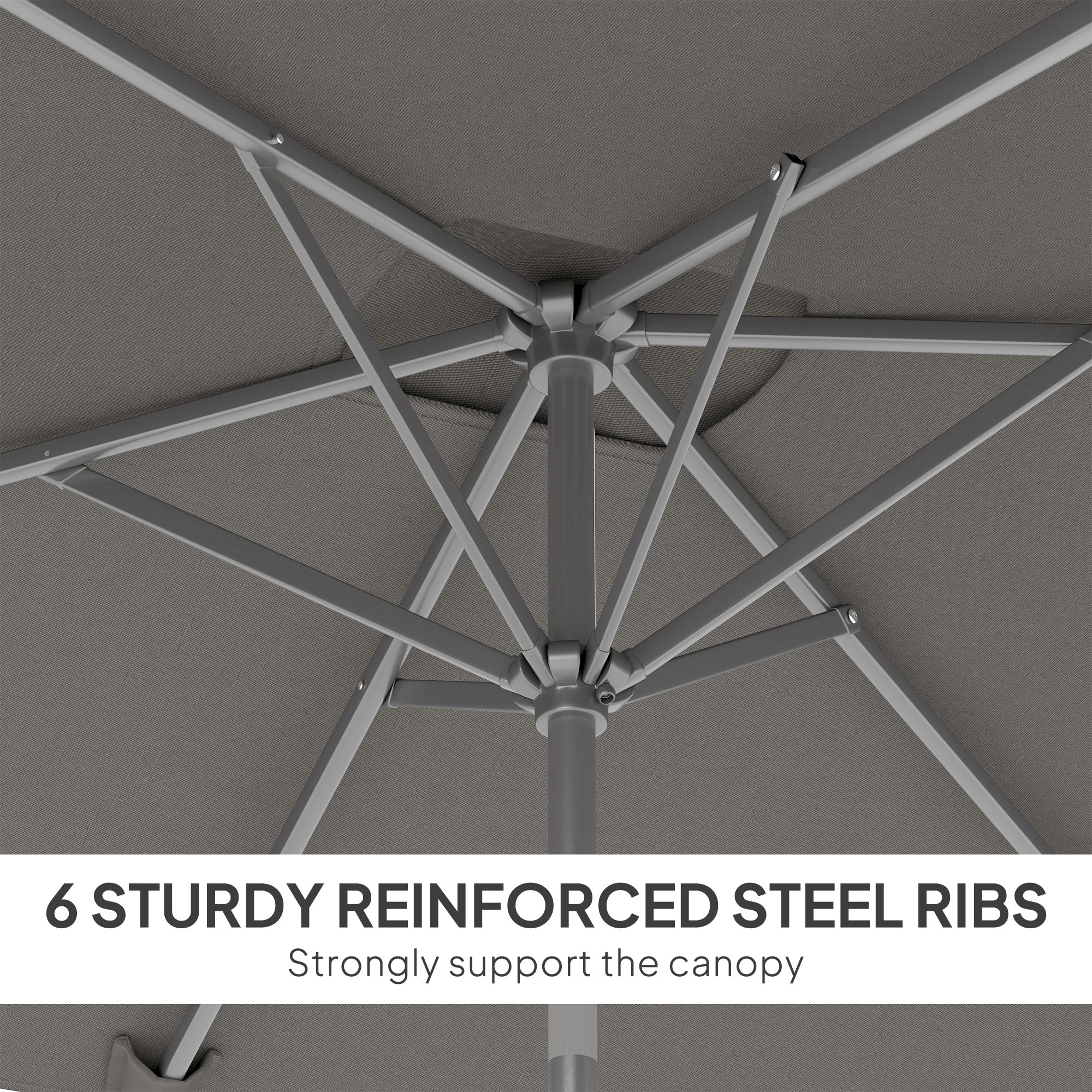 Outsunny 6.5x9.6ft Rectangle Aluminum Tilt Patio Umbrella, Garden Market Parasol, Outdoor Sunshade Canopy with Crank, Light Grey