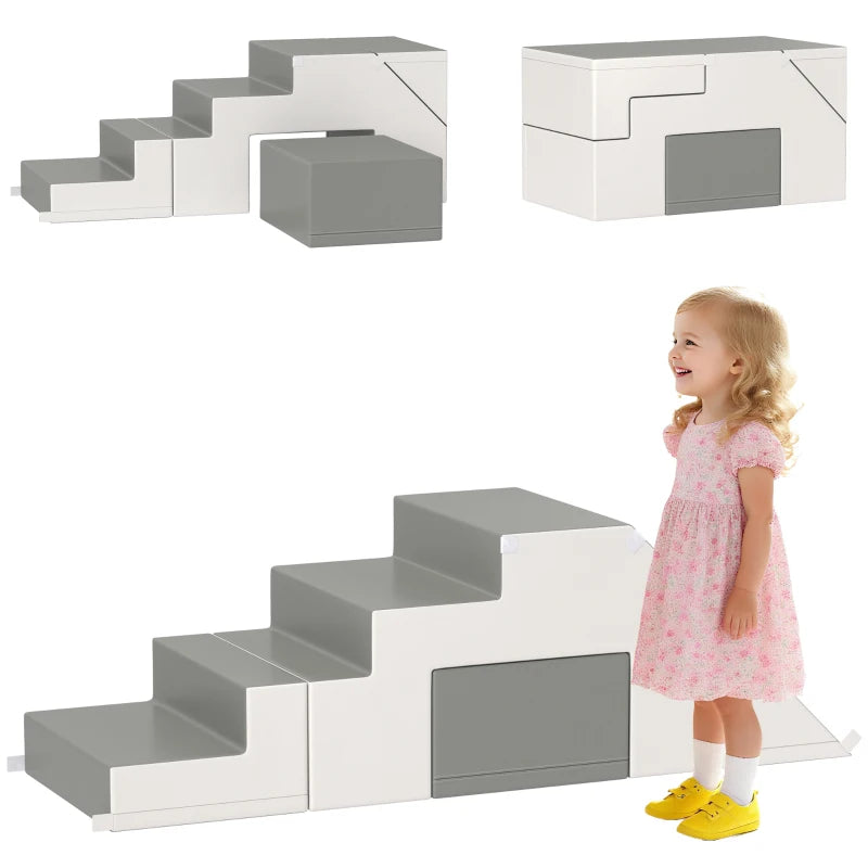 Qaba 2-Piece Soft Play Kids Foam Play Se for Crawl and Climb, Light Grey
