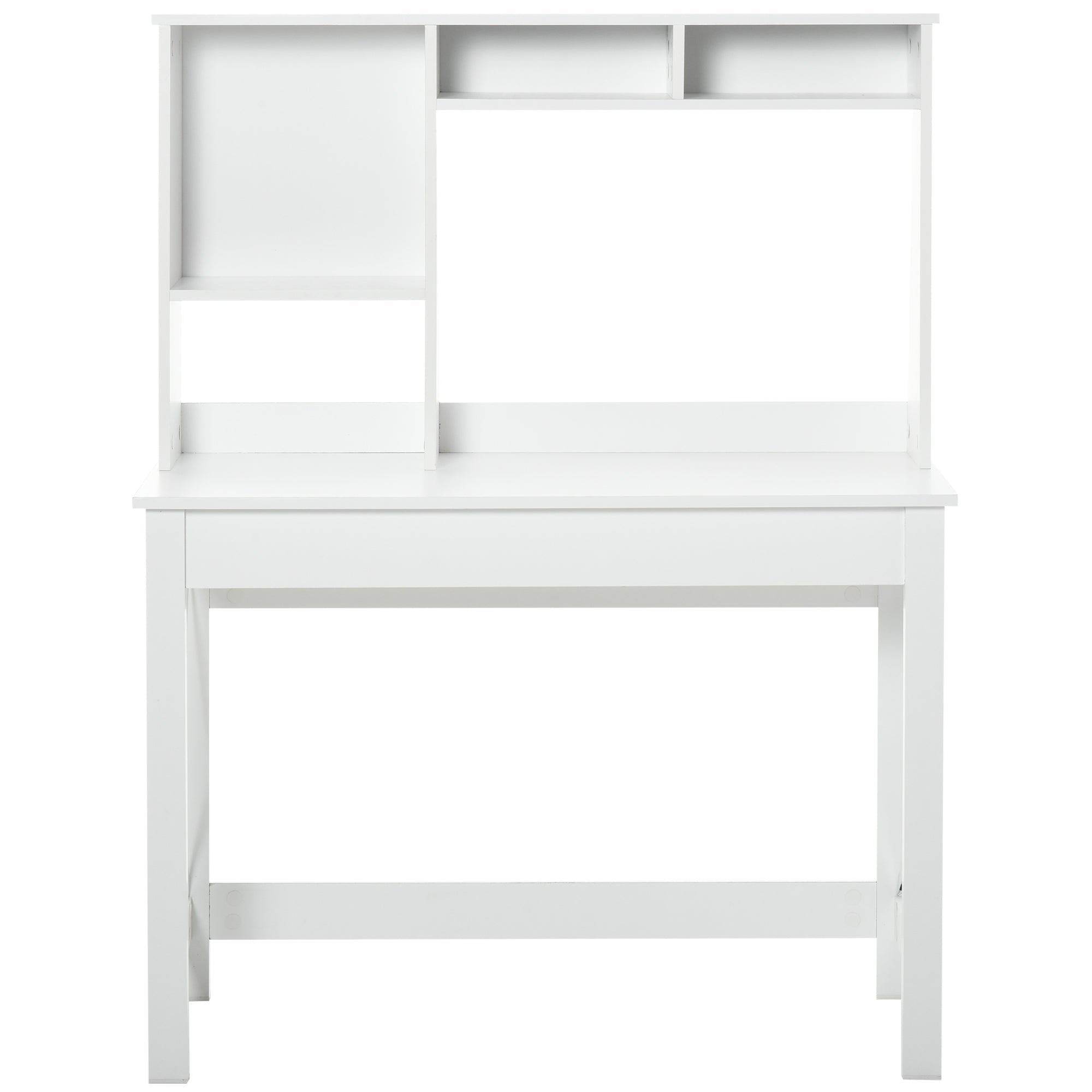 HOMCOM Computer Desk with Hutch, Home Office Study Table with Storage for Writing, Work, Workstation, White