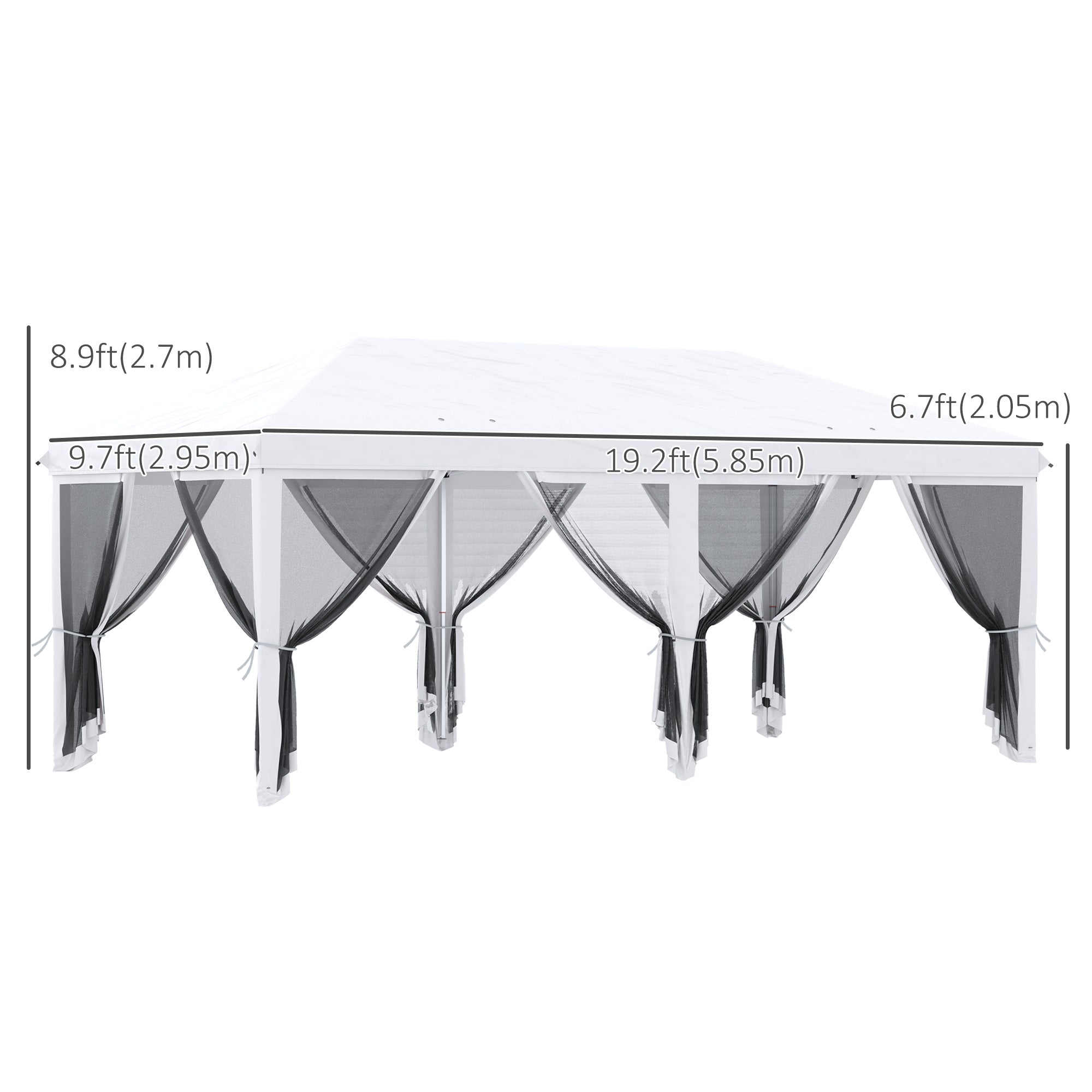 Outsunny 10'x20' Pop Up Canopy Tent Instant Canopies 6 Removable Mesh Sidewalls Carry Bag Cream White