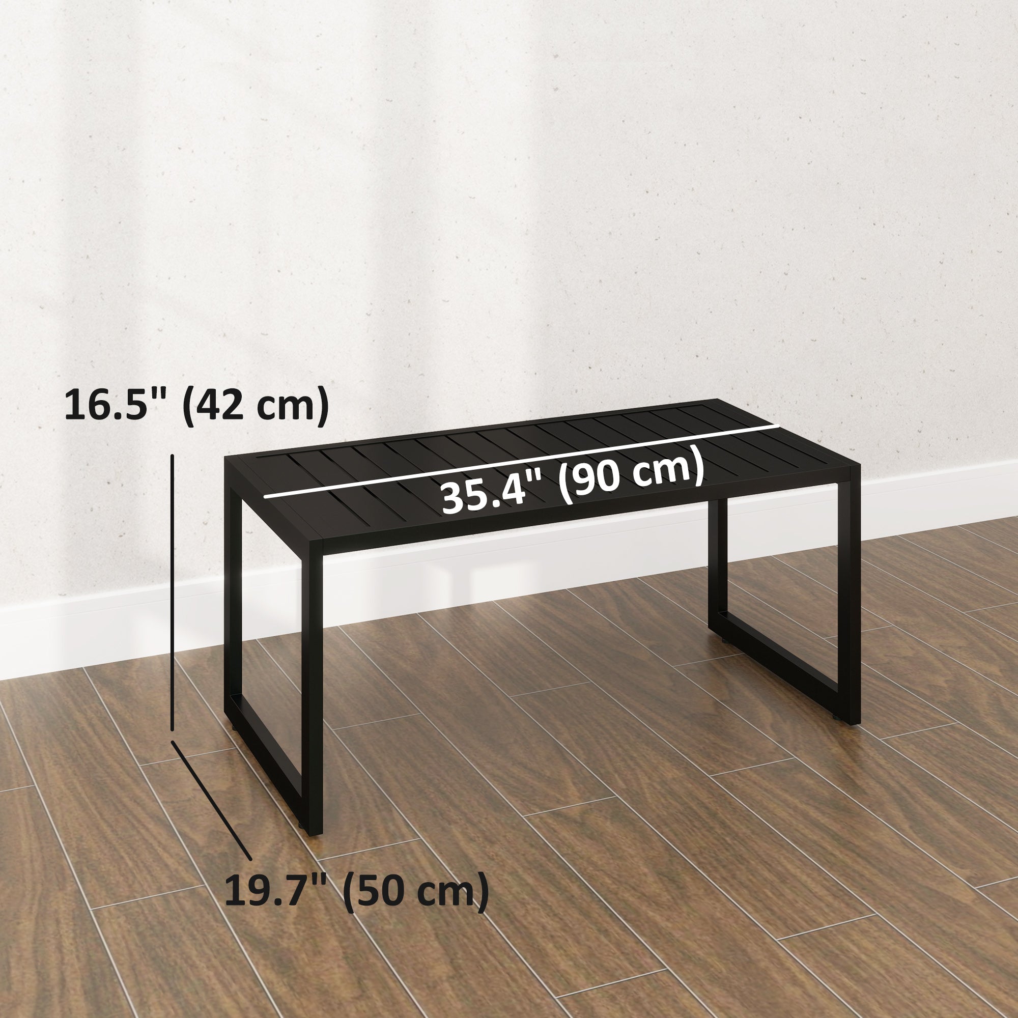 Outsunny Outdoor Coffee Table, Patio Coffee Table with Slatted Tabletop, Adjustable Foot Pads for Garden, Patio, Lawn, Black