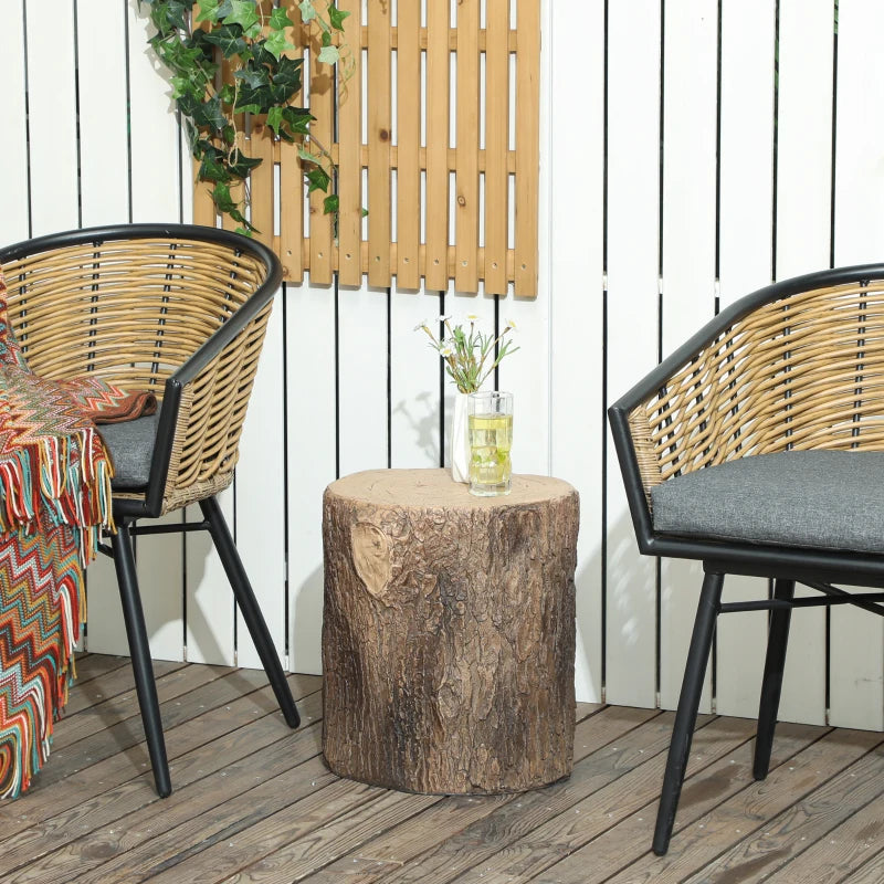Tree Stump Decorative Garden Stool, 15" Outdoor Stool Side Table Plant Stand Footstool for Indoor Outdoor, Brown