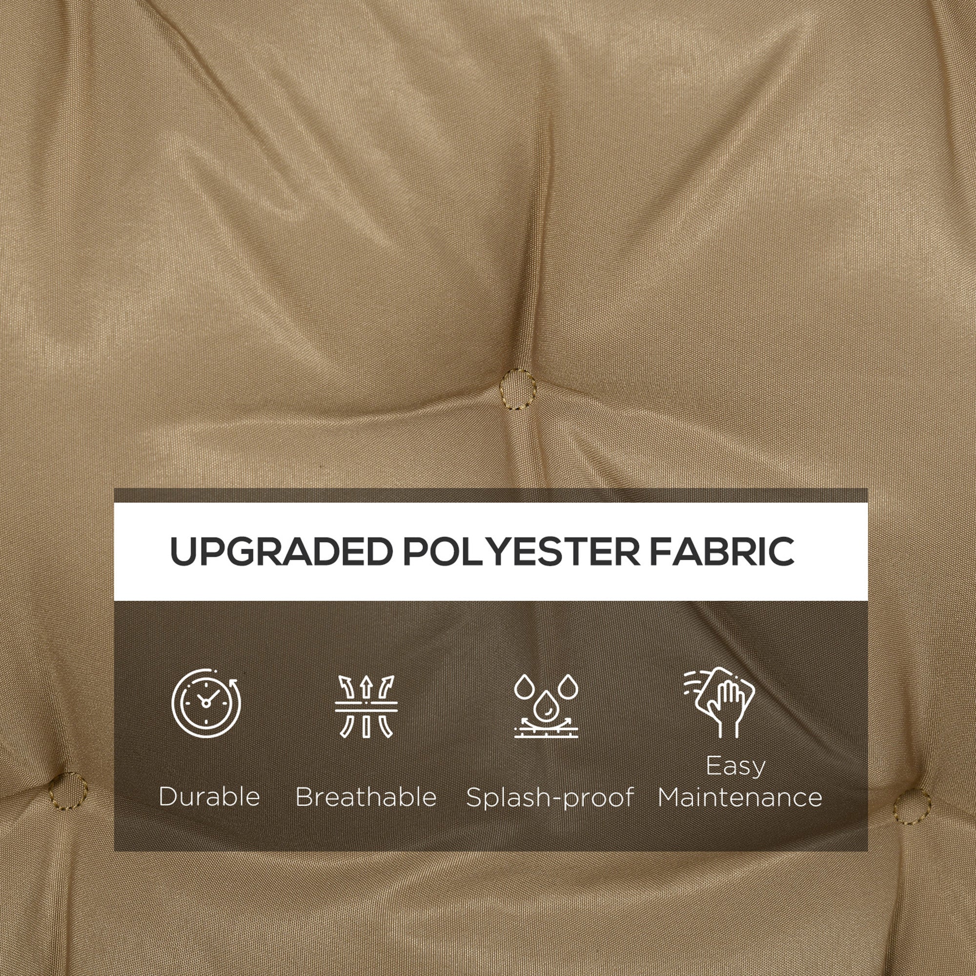 Outsunny 3 Seater Outdoor Seat Pads Bench Swing Chair Replacement Cushions Backrest for Patio Garden, Khaki