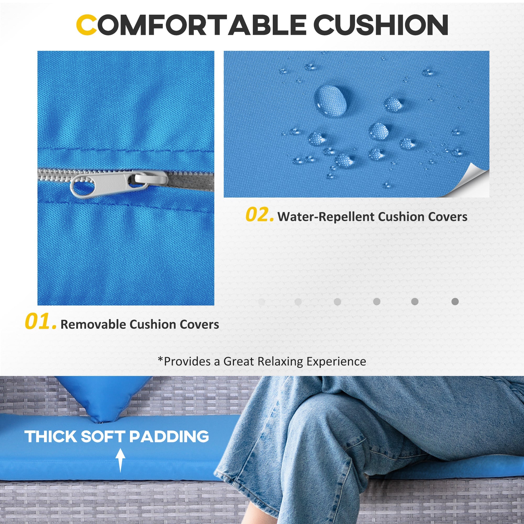 Outsunny 5-Piece Patio Dining Sets, Outdoor Furniture Sets PE Rattan Wicker Conversation Furniture Sets, Blue