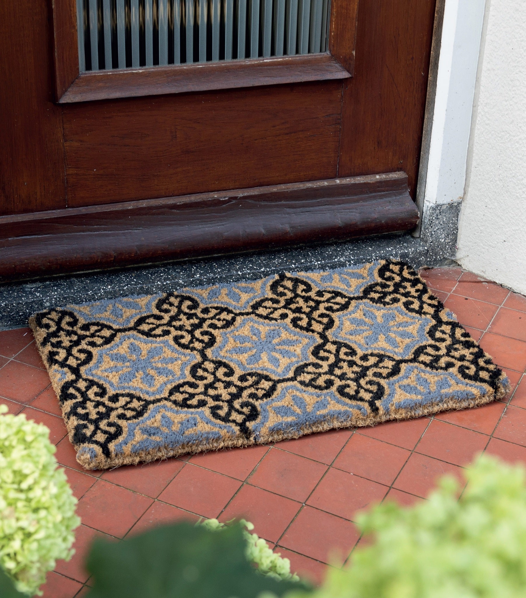 Doormat 100% Coir Tiles With Rosettes