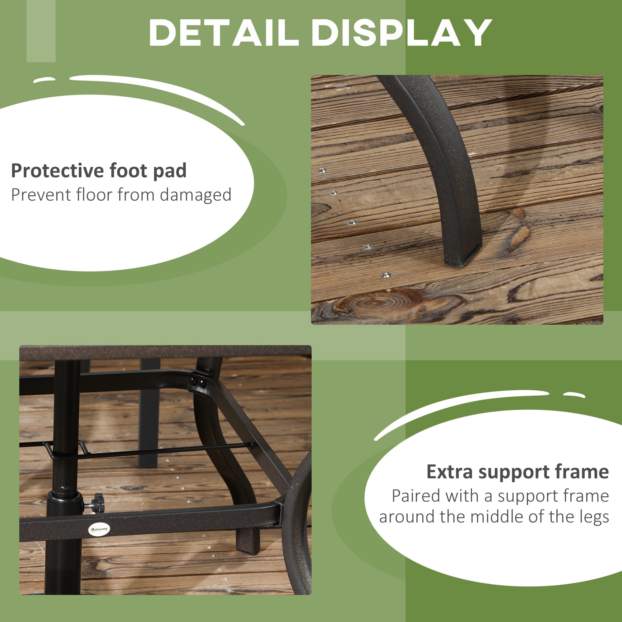 Outsunny Square Outdoor Dining Table for 4 with PC Board Top Patio Table for Backyard Poolside Garden Mixed Brown