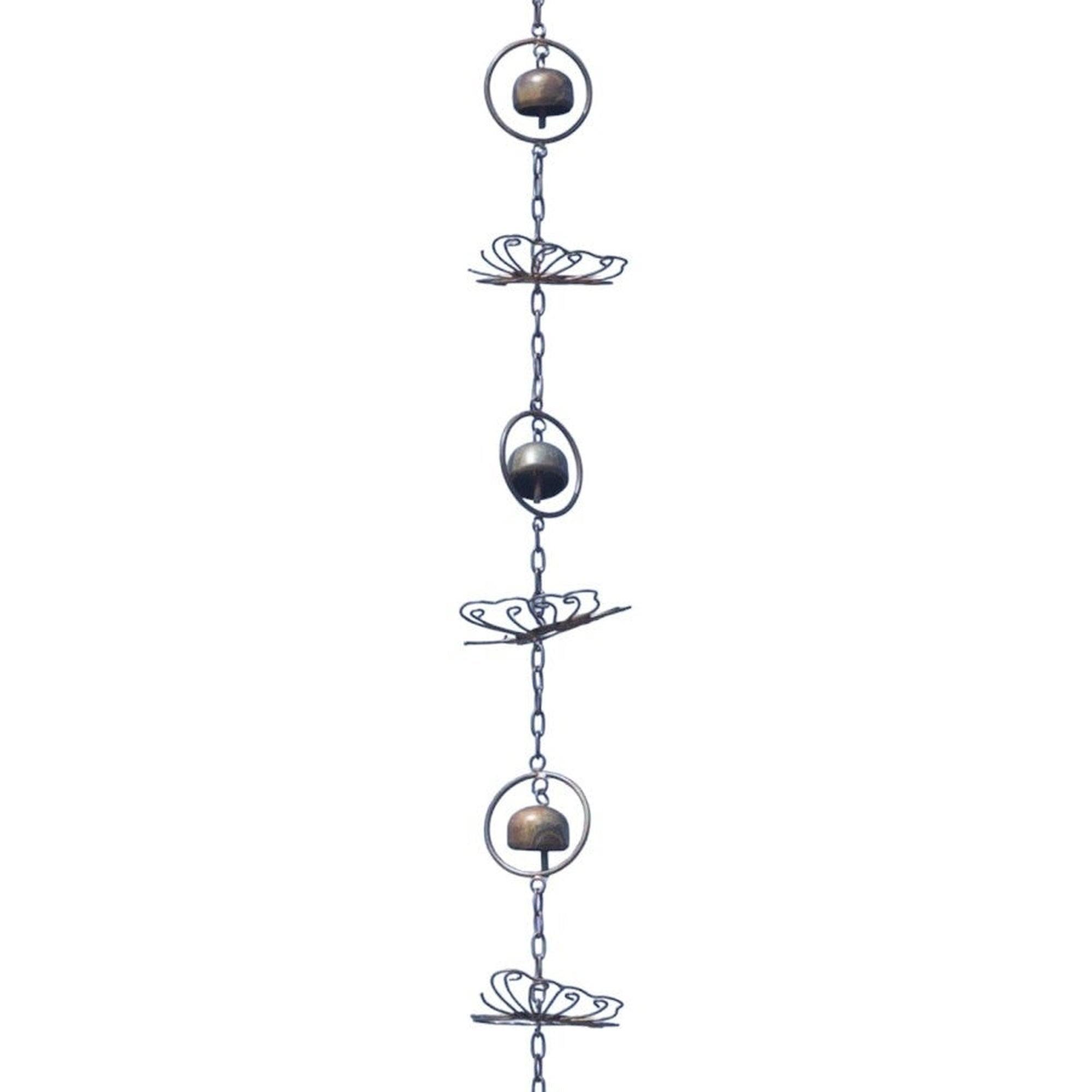 Flamed Butterflies & Bells Rain Chain