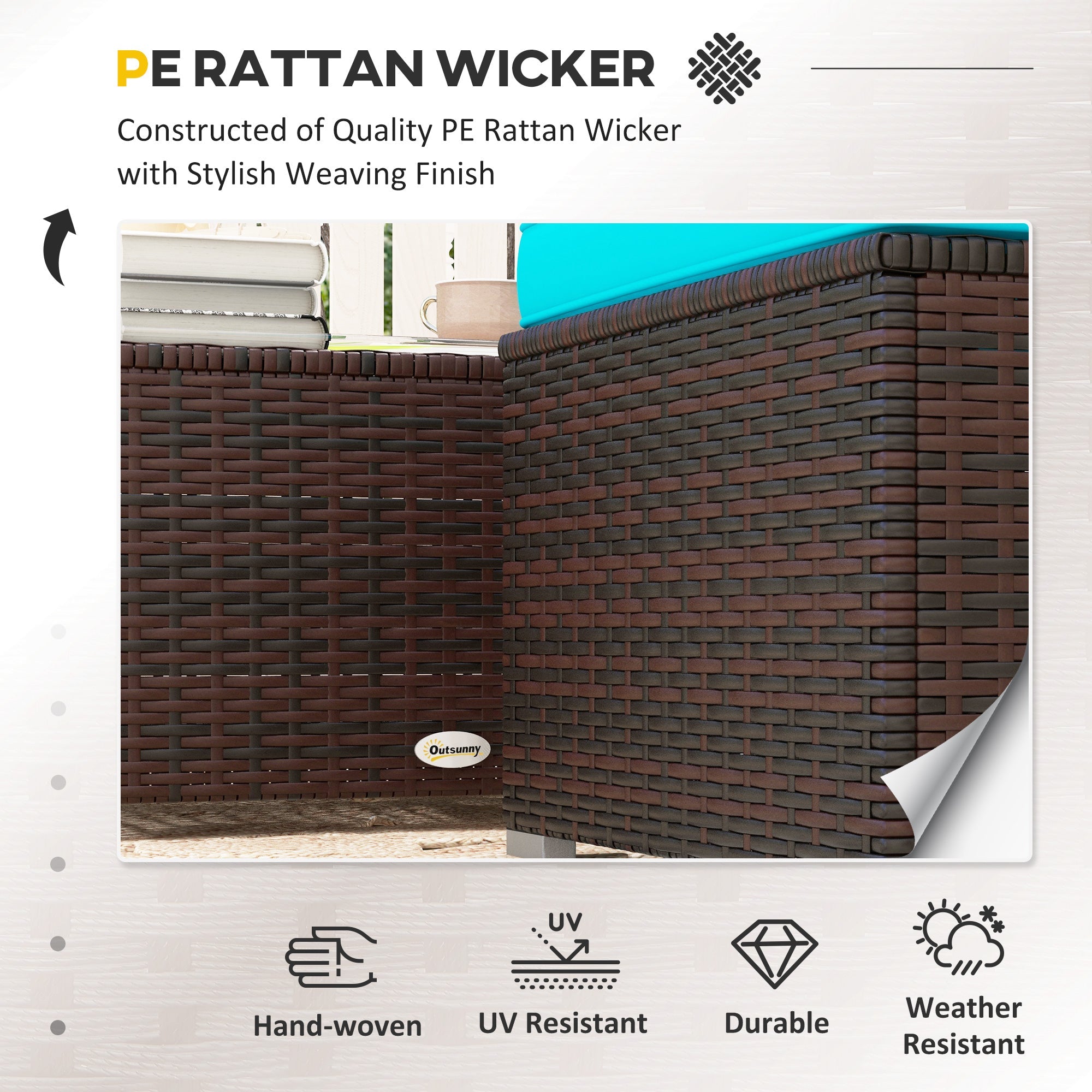 Outsunny Turquoise Patio Furniture Set, Soft Cushioned Corner Sofa Sets for Outdoor Comfort and Style