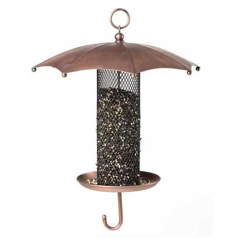 Copper Umbrella Bird Feeder with Mesh Tube Revivor - 3.5 lbs. Seed Capacity - Free Shipping