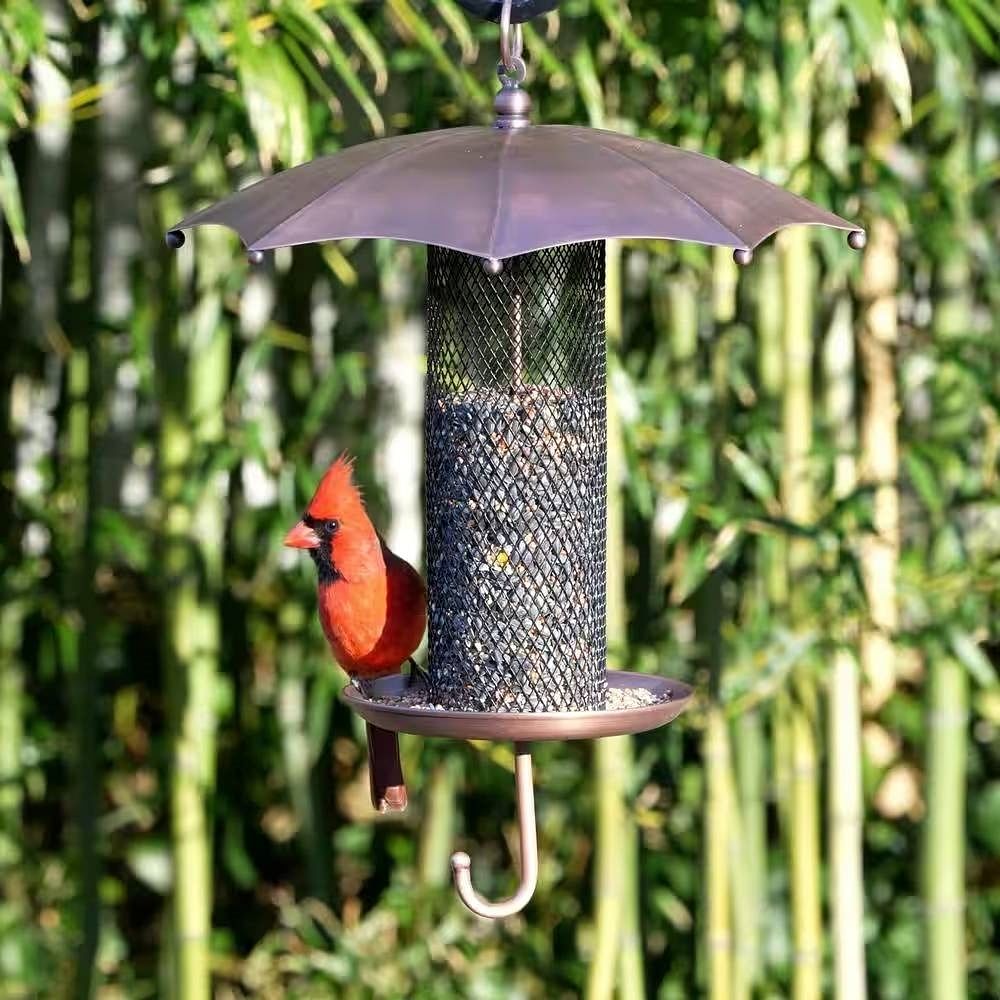 Copper Umbrella Bird Feeder with Mesh Tube Revivor - 3.5 lbs. Seed Capacity - Free Shipping