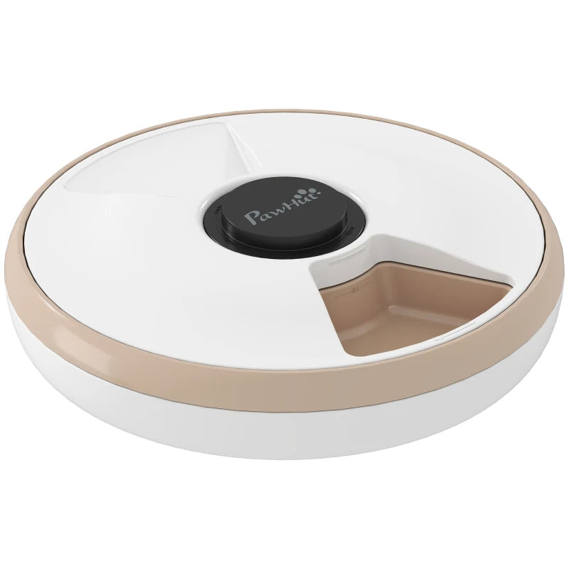 Automatic Cat Feeder for Dry Wet Food Timed Cat Dog Food Dispenser with 6 Trays 1 Ice Pack Battery Powered Light Brown