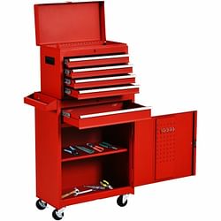 Red Heavy Duty Steel Lockable Rolling Tool Chest Mobile Garage Storage Cart - Free Shipping