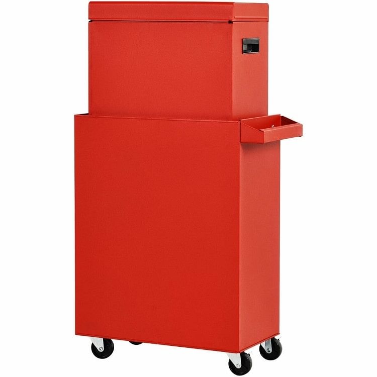 Red Heavy Duty Steel Lockable Rolling Tool Chest Mobile Garage Storage Cart - Free Shipping