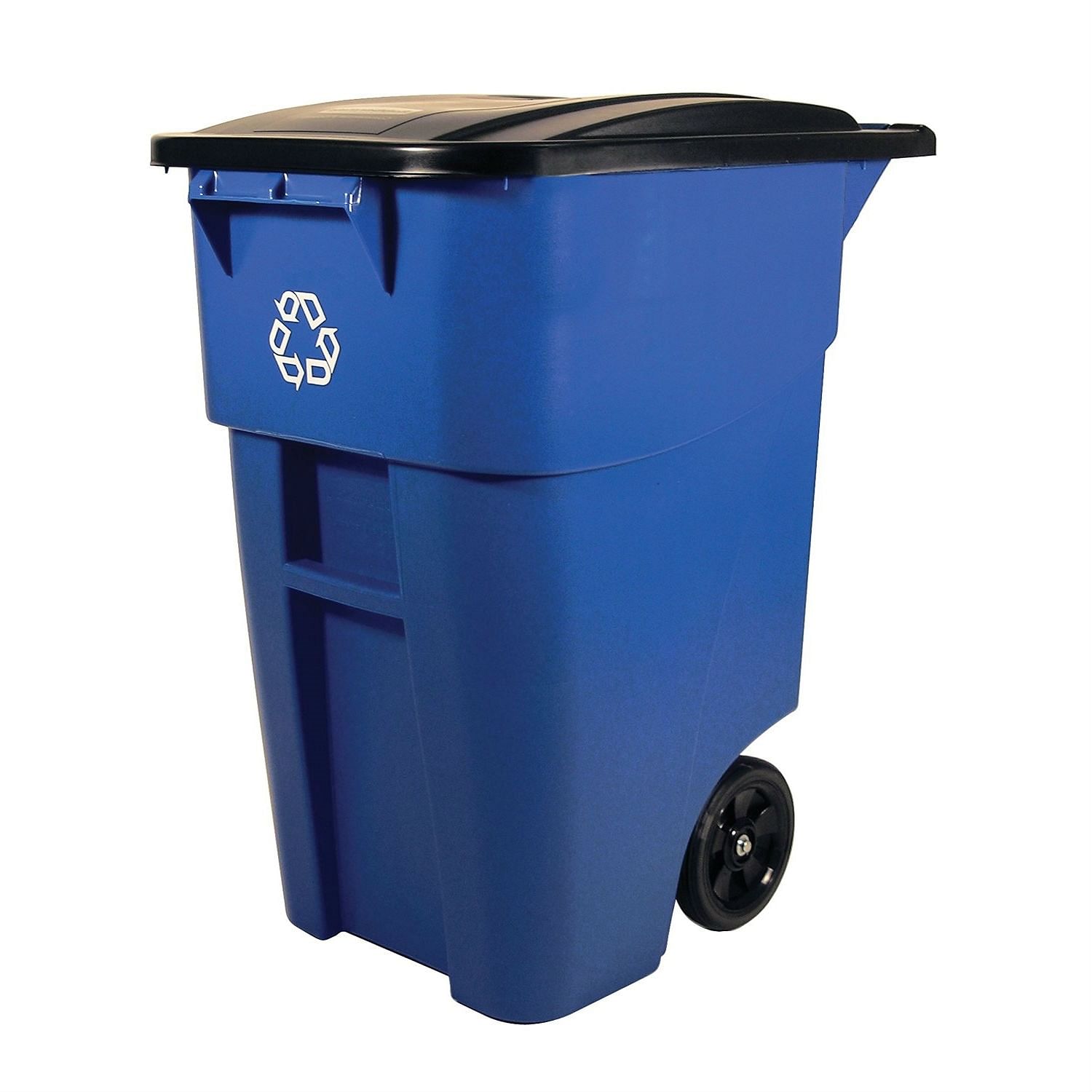 50 Gallon Blue Commercial Heavy-Duty Rollout Recycler Trash Can Container - Free Shipping