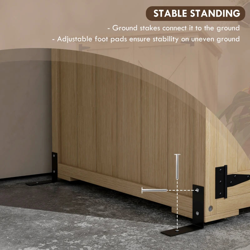 Wooden Outdoor Storage Cabinet Garden Shed with Waterproof Asphalt Roof and Lockable Doors, Natural
