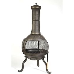 Rustic Outdoor Steel Cast Iron Chimenea Wood Fire Pit - Free Shipping