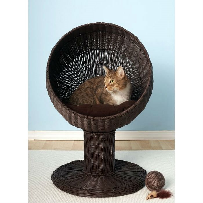 Fancy Cat Espresso Wicker Modern Cat Bed Lounge - Free Shipping