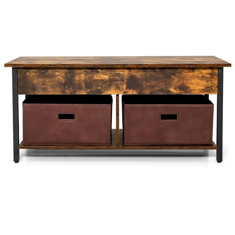 Rustic FarmHouse Lift-Top Multi Purpose Coffee Table with 2 Storage Drawers Bins - Free Shipping