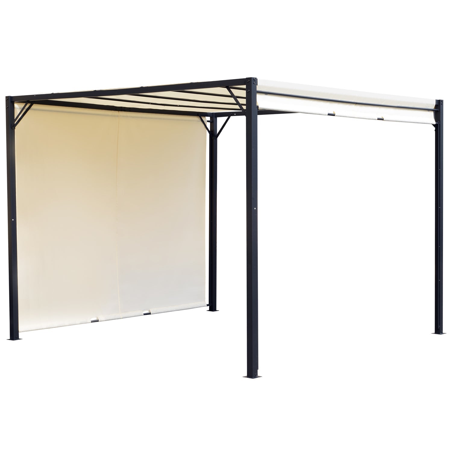 Outsunny 10'x10' Steel Pergola with Retractable Canopy Water Resistant Cream White