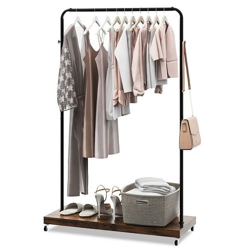 Industrial Style Heavy Duty Metal Pipe Clothes Garment Rack with Bottom Shelf - Free Shipping