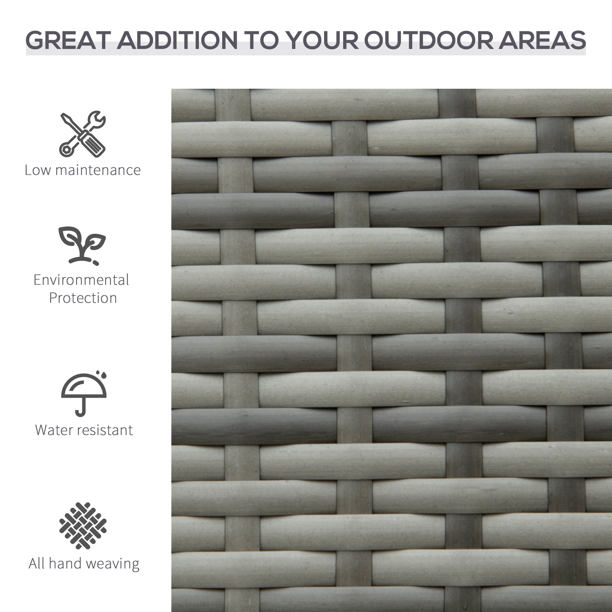 Outsunny Rattan Garden Oasis: Hand-Woven Portable Backyard Loveseat, Grey Wicker Relaxation