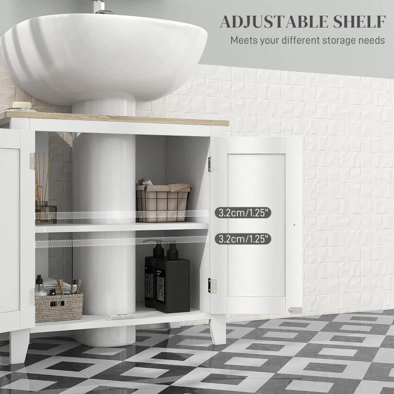Bathroom Sink Vanity Unit, Under Sink Bathroom Cabinet with U-Shape Design and Adjustable Shelf, White