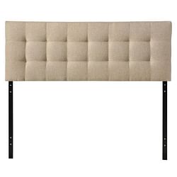 Full size Modern Beige Tan Taupe Fabric Tufted Upholstered Headboard - Free Shipping