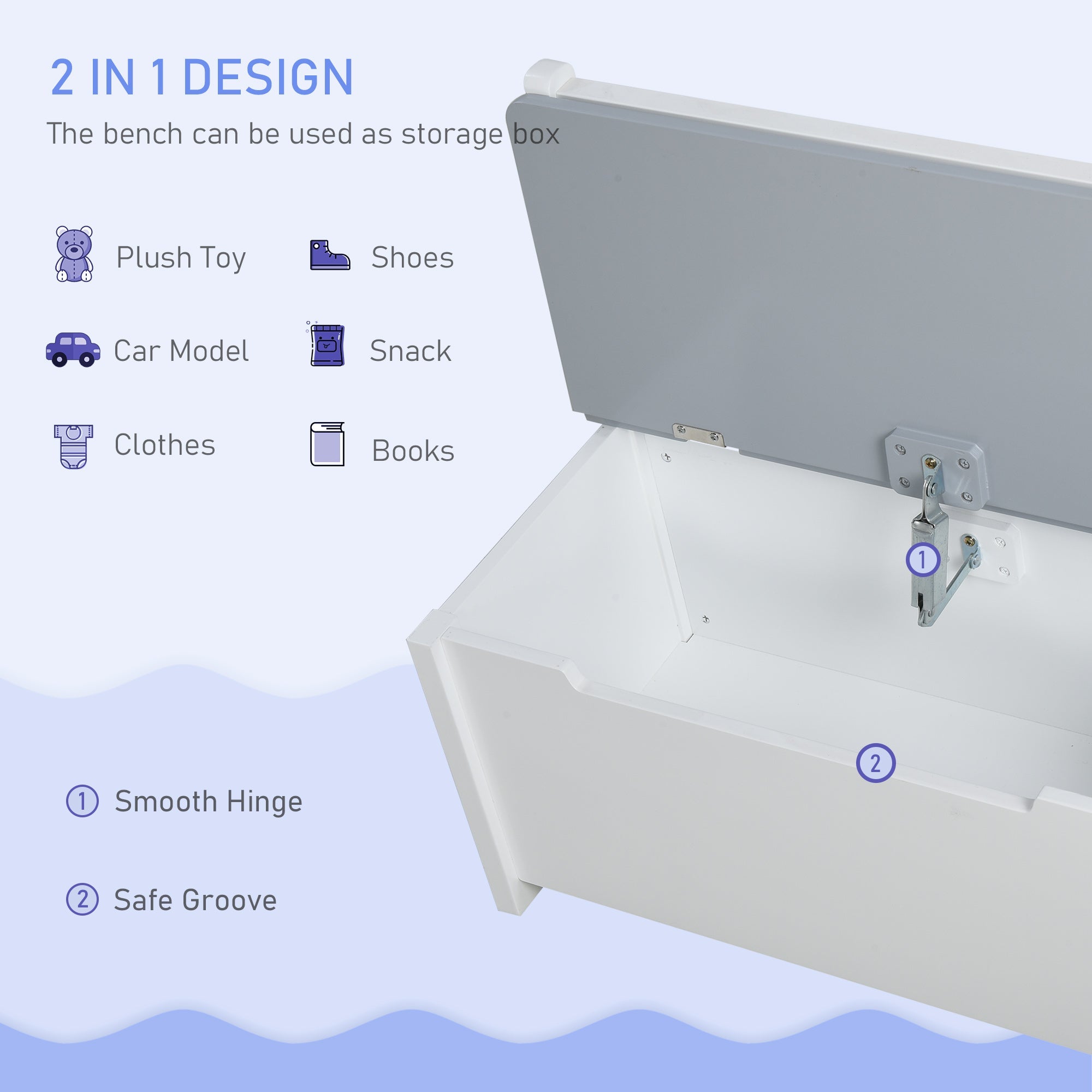 Qaba 4-Piece Kids Table Chair Bench Set: With Storage, Easy Clean, Grey/White for Boys & Girls