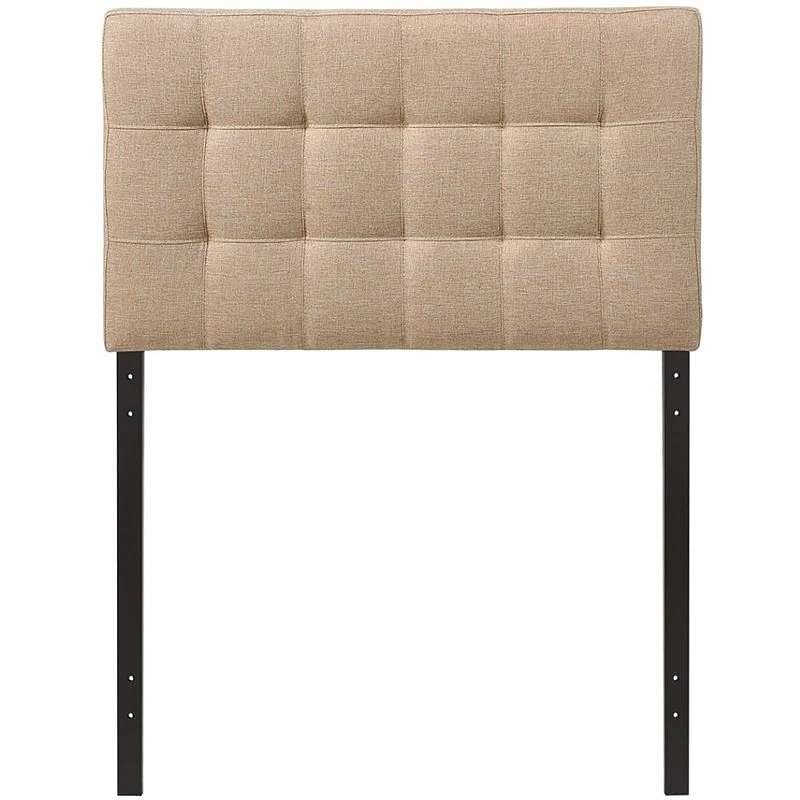 Twin size Modern Beige Tan Taupe Fabric Tufted Upholstered Headboard - Free Shipping