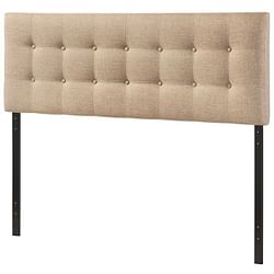 Full size Beige Tan Taupe Fabric Upholstered Button Tufted Headboard - Free Shipping