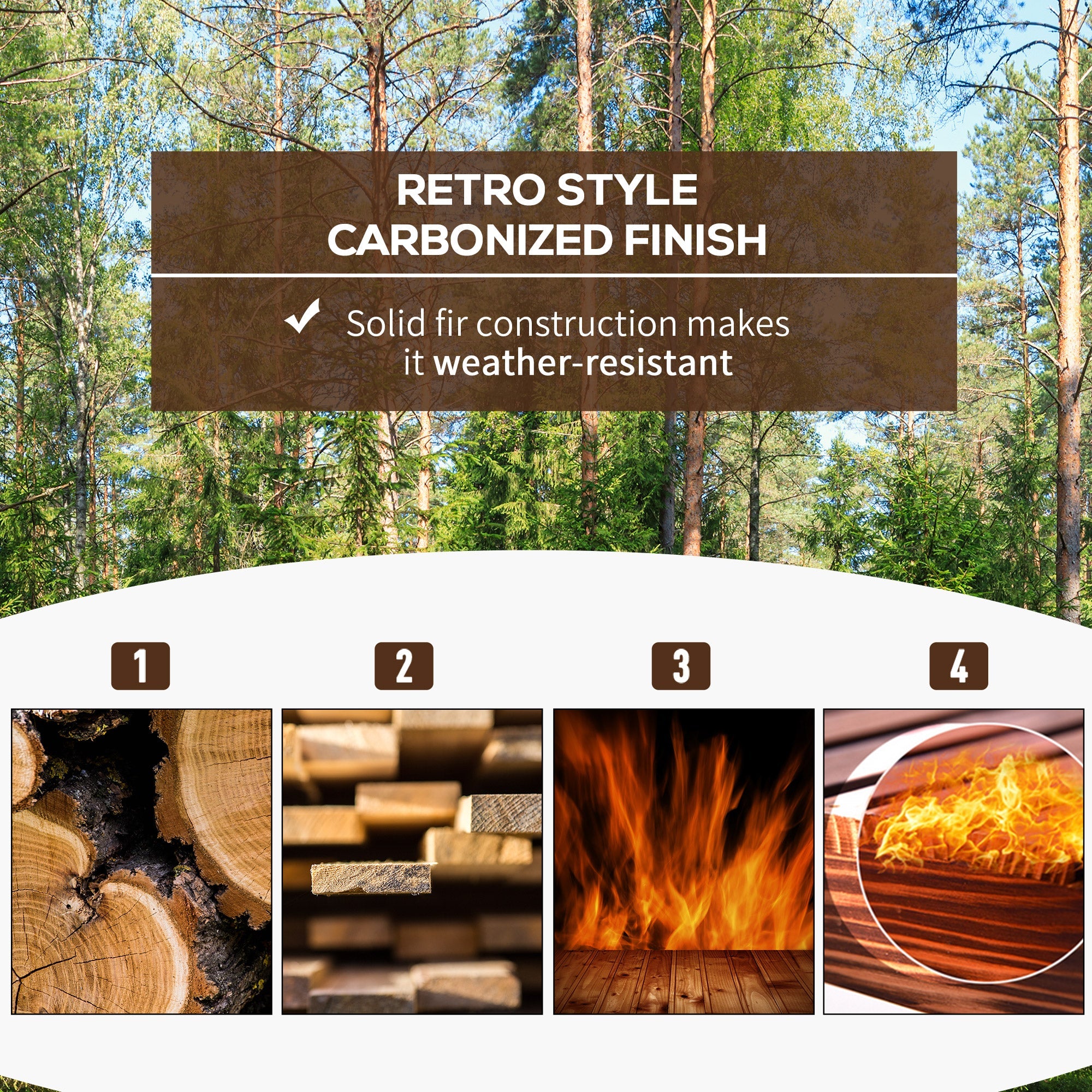 Outsunny 5FT Wooden Garden Bridge Outdoor Decorative Landscape Side Rails Moon Bridge Stained