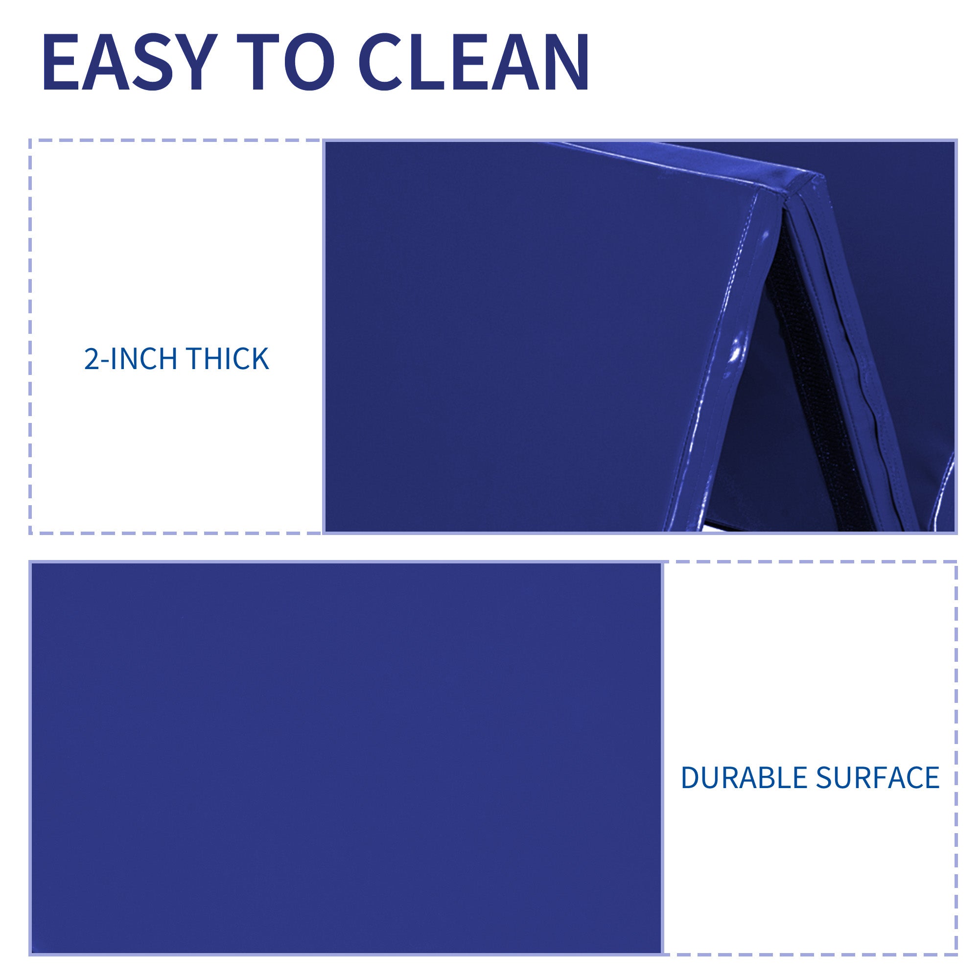 Soozier Portable Folding Gymnastics Mat 4'x6' Exercise Yoga MMA Martial Arts Stretching Mat with Handles Blue