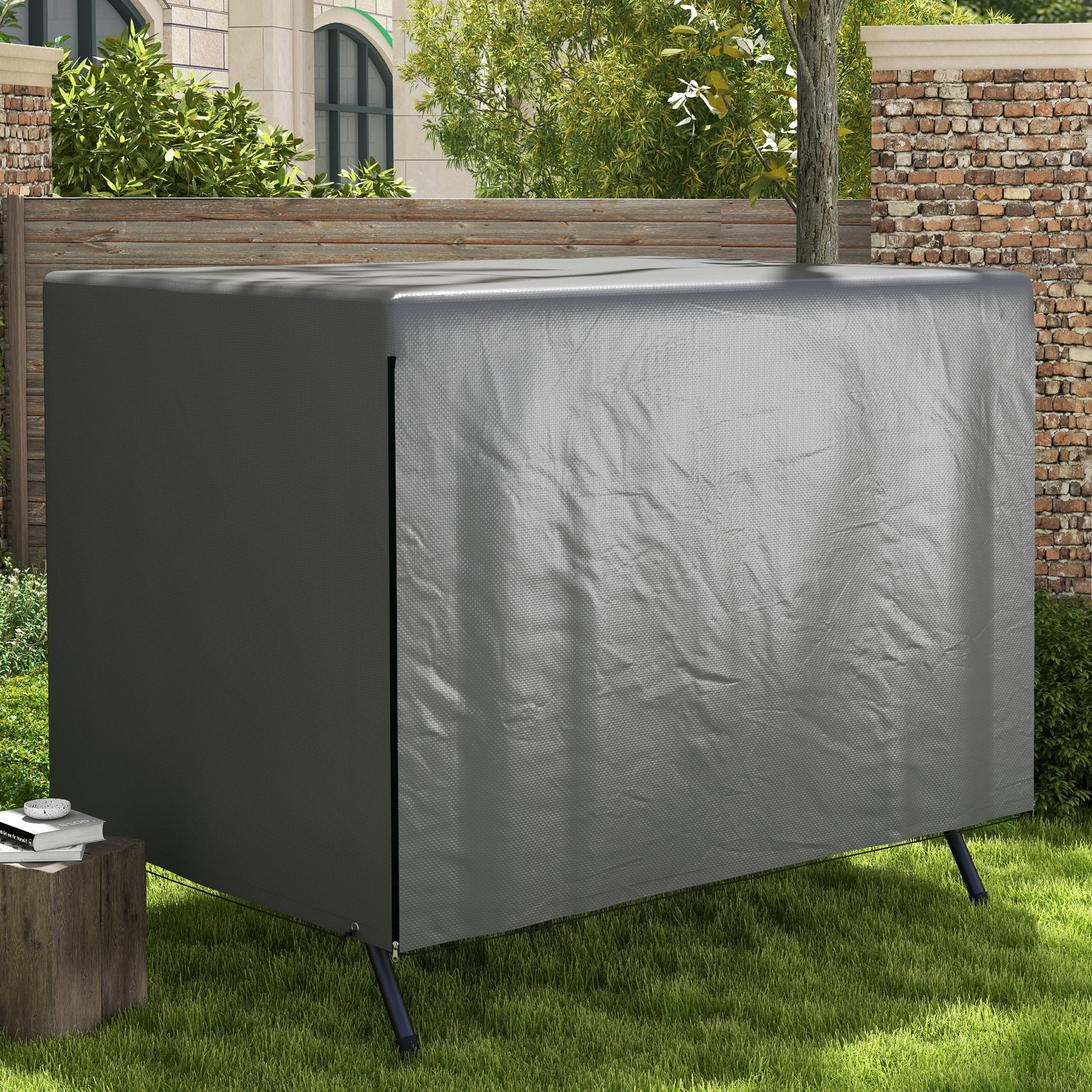 Outsunny 3-Seater Patio Swing Cover, Outdoor Garden Furniture Protection Hammock Glider Cover, Waterproof Dustproof Windproof, 85" x 61" x 59", Dark Grey