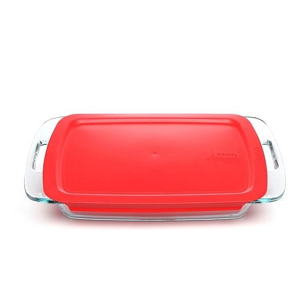 6-Piece Glass Bakeware Food Storage Set with Red Plastic Lids - Free Shipping