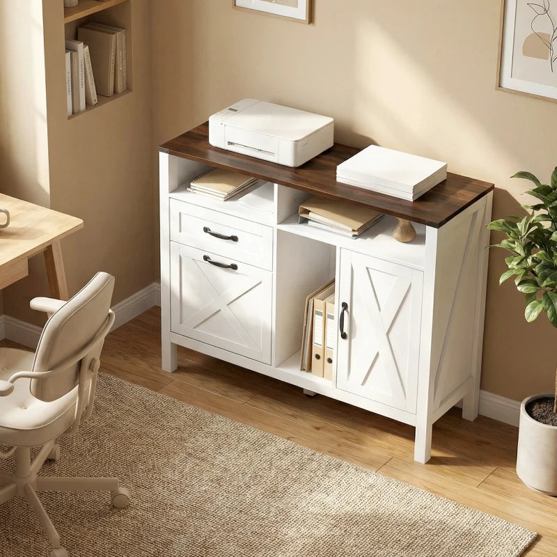 Lateral Filing Cabinet for Letter/A4 Hanging Files, File Cabinet with Open Compartments for Home Office, White