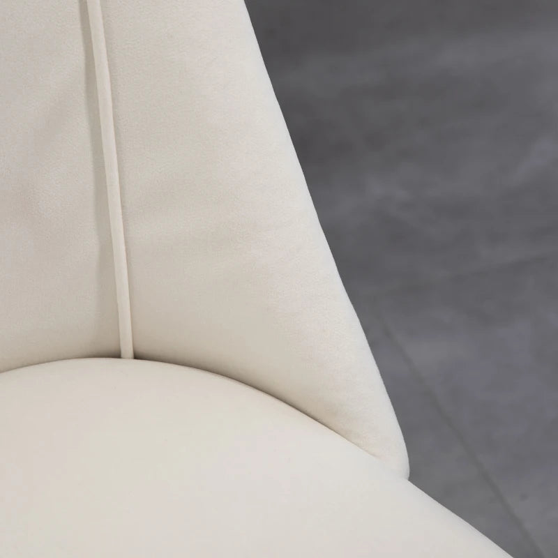 Upholstered Dining Chairs Set of 4, Velvet Accent Chair with Back and Wood-grain Steel Leg for Kitchen, Cream White
