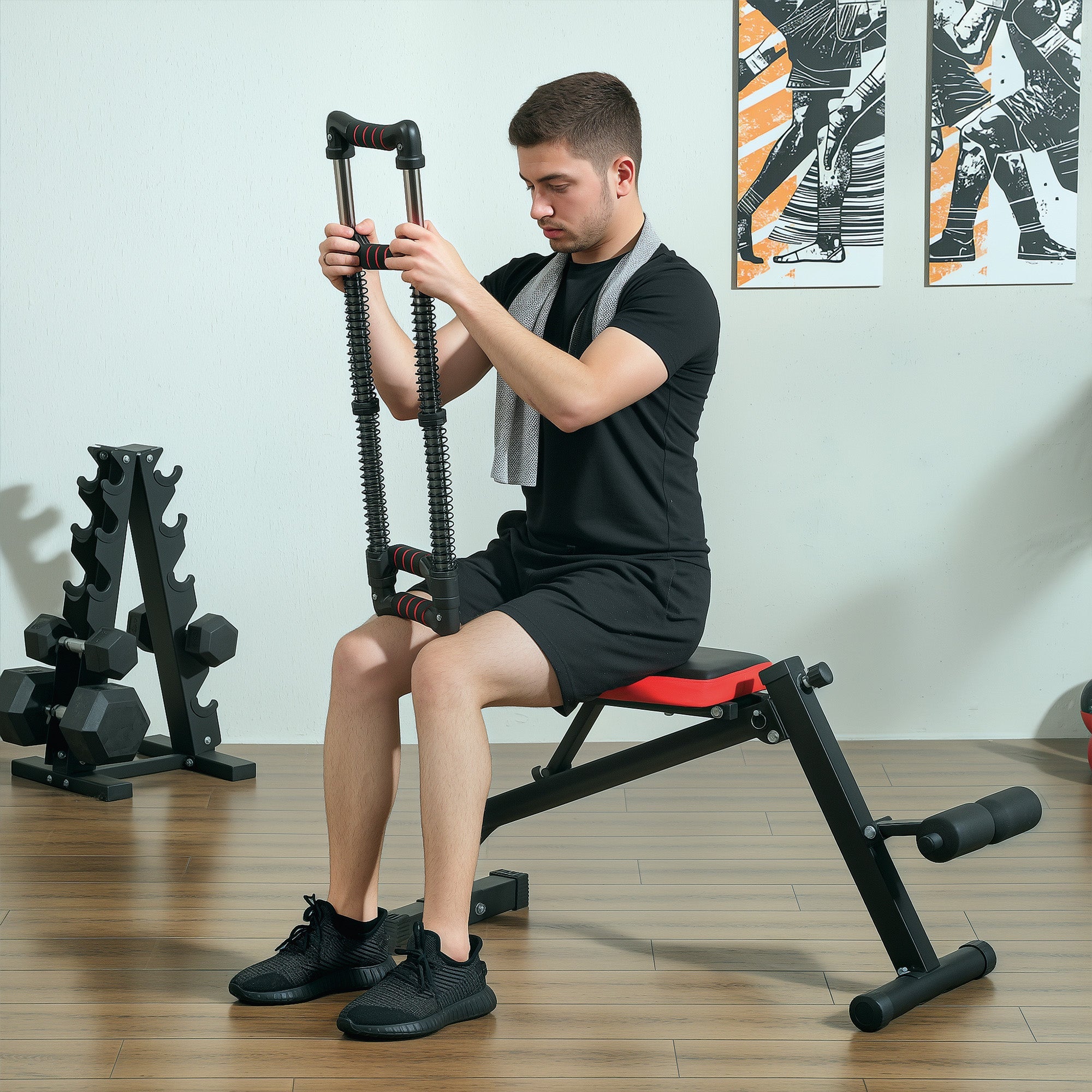 Soozier Chest Expander, Spring Chest Exerciser with 22-176 lbs Resistance for Men and Women Home Gym, Office or Travel