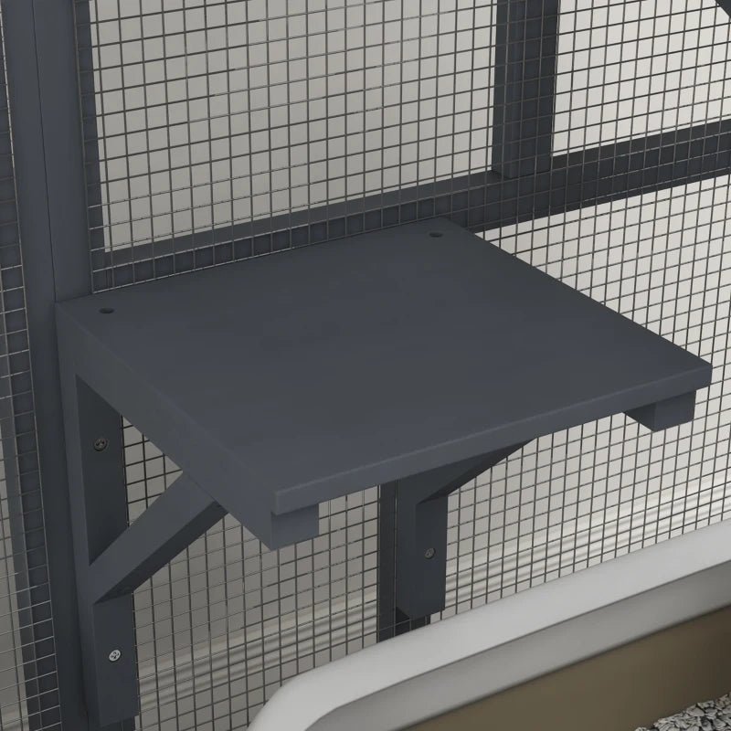 Cat Condo Wooden Indoor Cat House on Wheels with Cat Flap Door Platforms Hammock Openable Top for 2 Cats, Light Grey