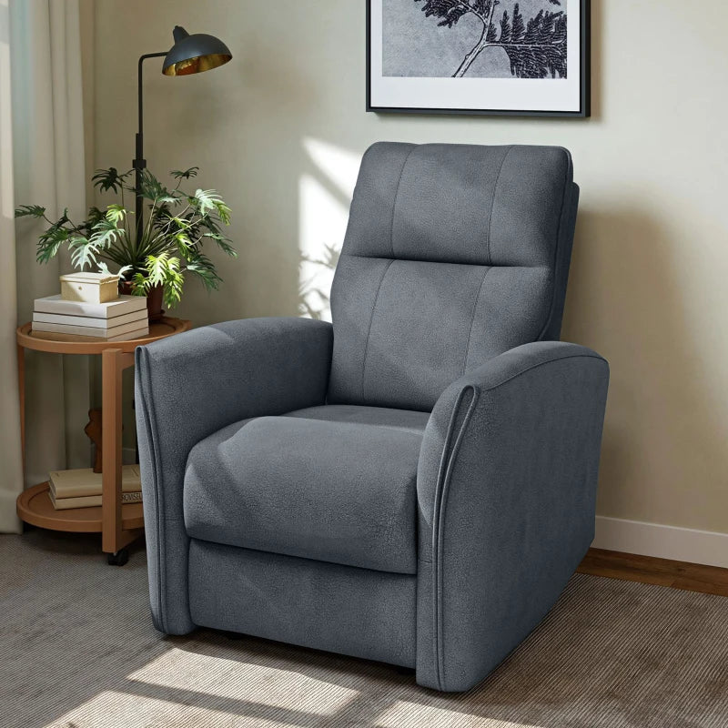 Power Recliner Chair, Fabric Upholstered Recliner Chair with USB Ports, Footrest, Charcoal Grey