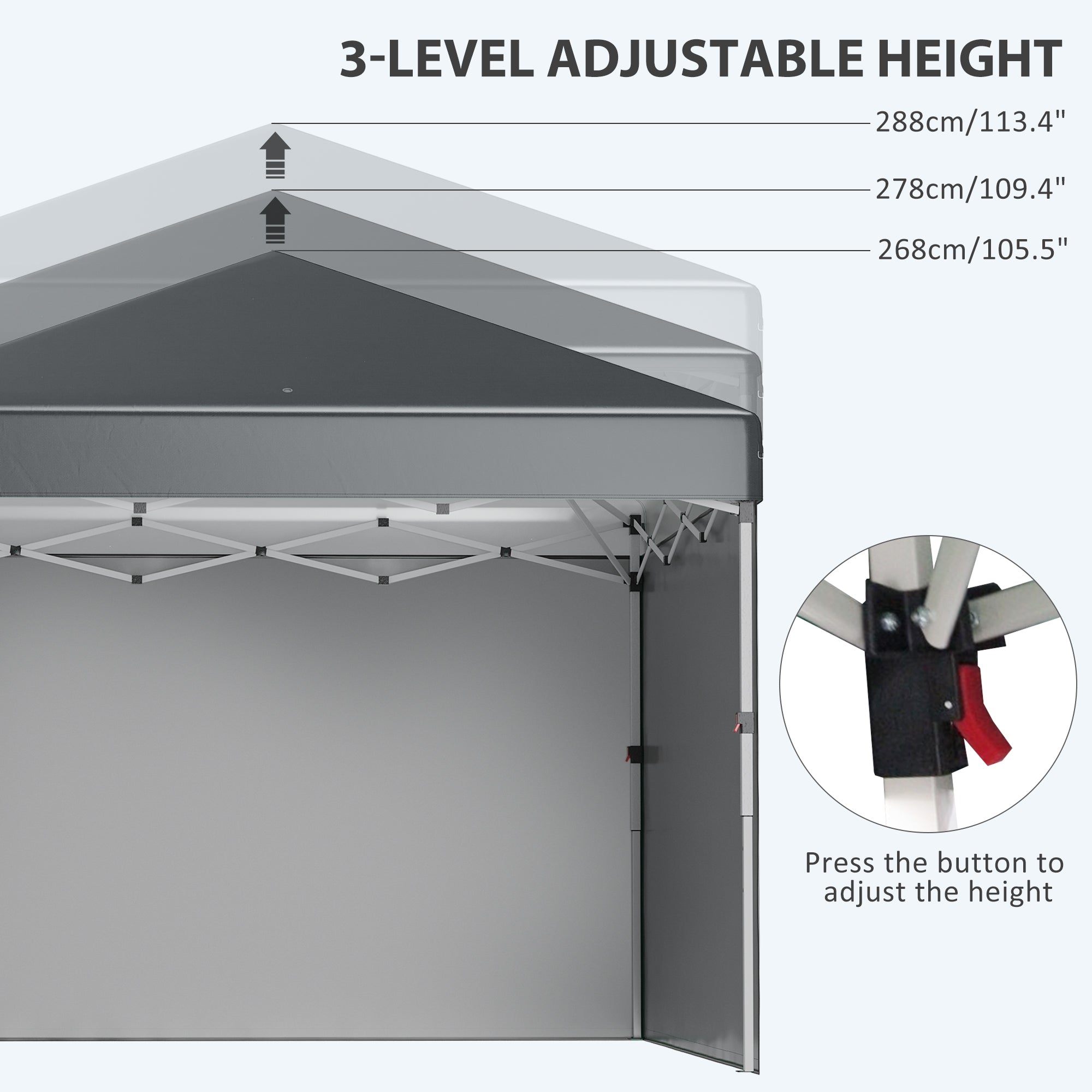 Outsunny 10'x10' Pop Up Canopy Sidewalls Adjustable Instant Tent Dark Grey
