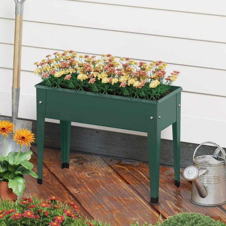 Raised Garden Bed Elevated Metal Gardening Box with Legs-Green