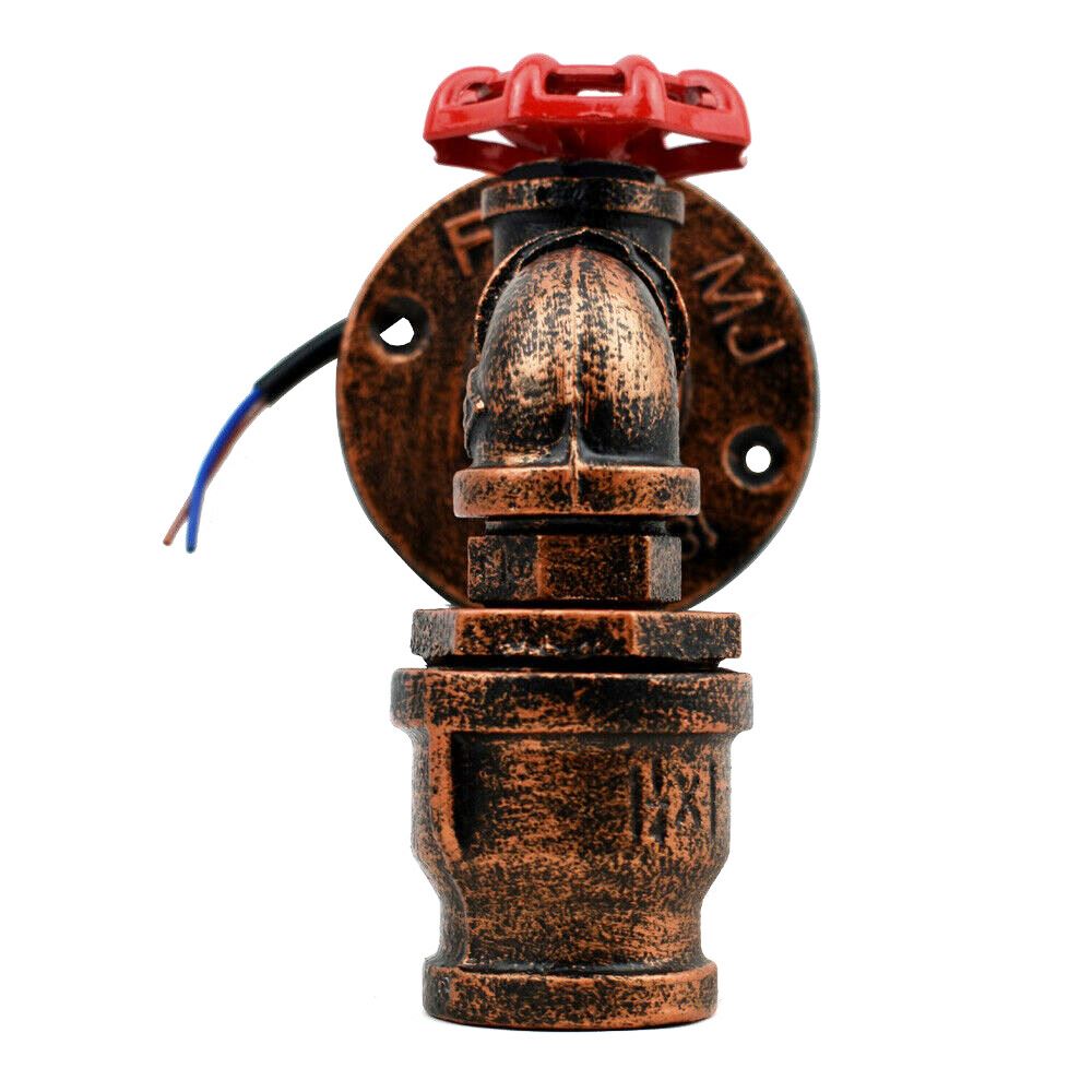 Single-head Rustic Red Water Pipe Steampunk Wall Lamp ~1583