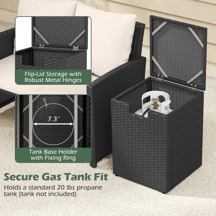 Rattan Propane Tank Cover Patio Hideaway Tank Side Table-Black