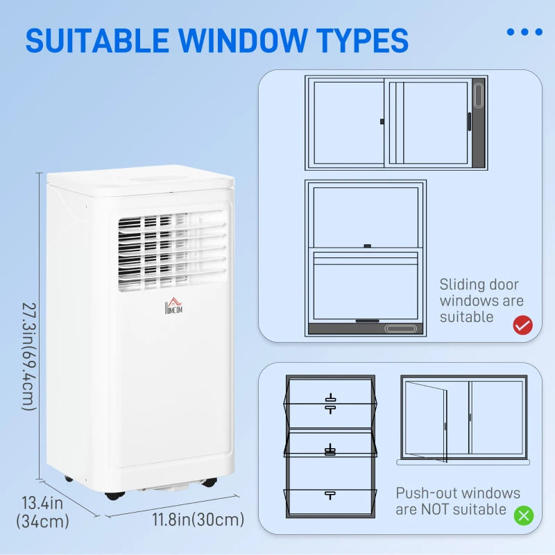 8000 BTU Portable Air Conditioner and Tower Fan Set, 344 Sq. Ft., 3-in-1 Portable AC Unit and Floor Fan with Timer On/off, Remote, Window Kits, White